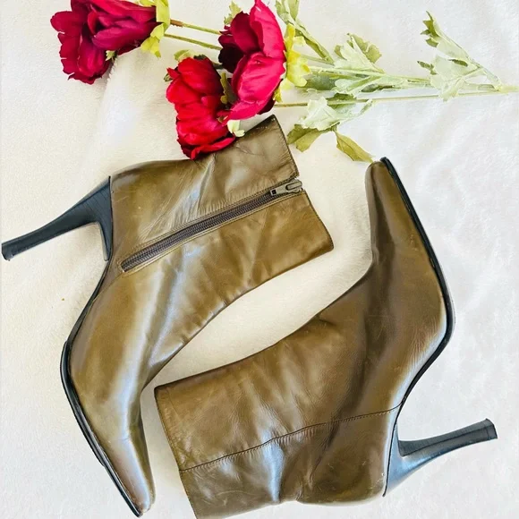 Charles David | Olive Stilleto Boots - Picture 1 of 12